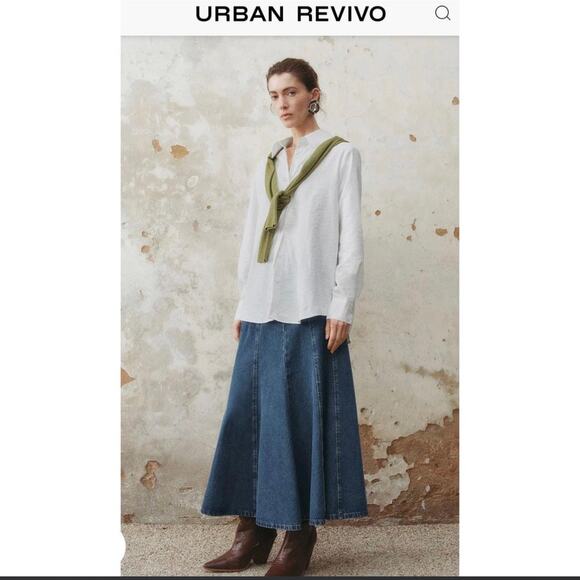 Urban Revivo Dresses & Skirts - Urban Revivo Denim Midi Skirt Belted A-Line Blue XS High Waist Classic

⸻